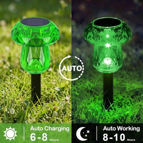 Solar Halloween Lights Outdoor 8 Pack Green Garden Mushroom Decor - Image 4