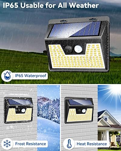 Peasur Solar Lights Outdoor Waterproof, 12Pack 140LED Motion Sensor Lights Solar Powered 3 Modes, Solar Security Fence Lights for Wall Garden Yard Outside(Warm White) - Image 4