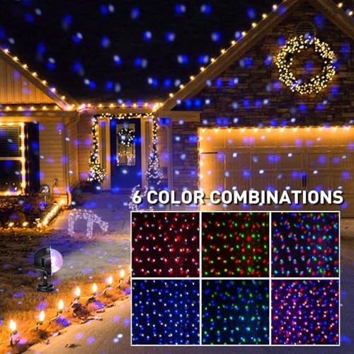 PEIDUO Christmas Projector Lights Outdoor, Multicolor Rotating Snowfall Projector, Moving Points Christmas Projection Lights Outdoor Yard Decorations for House Garden Holiday Decor - Image 3