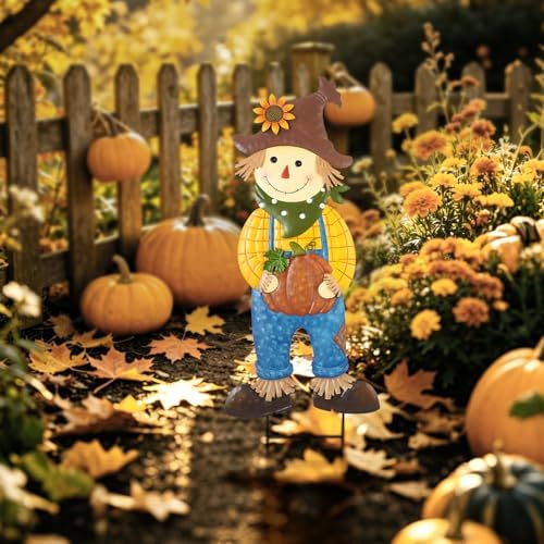 BRIGHTDECK Outdoor Fall Scarecrow Metal Stakes Decorations Yard Sign, Large - Image 6