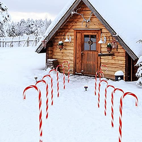 Biswing Christmas Outdoor Candy Cane Lights, 12 Pcs Christmas Pathway Markers with 72 Count Warm White Lights, Connectable for Indoor Outdoor Holiday Walkway Patio Garden Ornament - Image 6