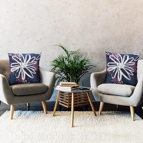 Pyonic Outdoor Waterproof Pillow Covers Pack of 2 Dahlia Water Resistant Decorative Outdoor Pillow Covers 18x18 inch Square Patio Pillows for Funiture Garden,Blue - Image 6