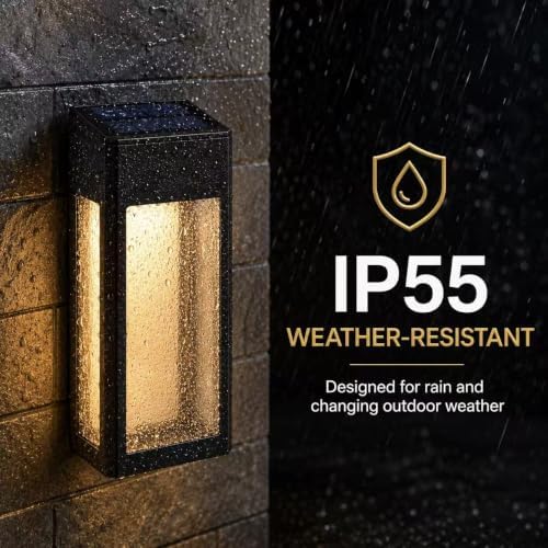 GOODFOEVER 4 Pack Solar Post Accent Light/Wall Light for Outdoor Use, Body in Aluminum and Glass Waterproof - Image 5