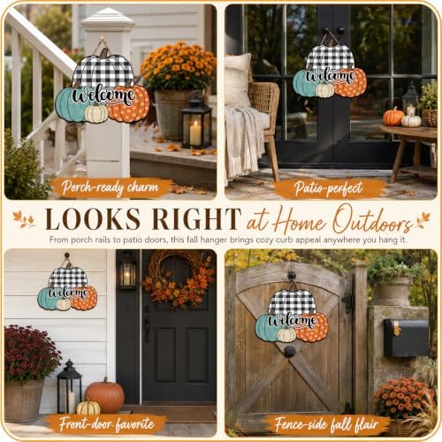 Fall Door Decor Wooden Pumpkin Door Hanger, Welcome Sign for Front Door - Image 5