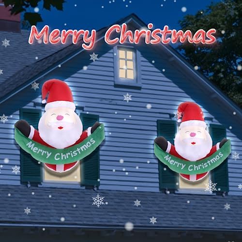 3.5FT Christmas Inflatable Santa Claus with Build-in LED Lights Broke Out from Window, Blow up Christmas Inflatable Outdoor Indoor Decorations (Santa Claus Broke Window) - Image 5