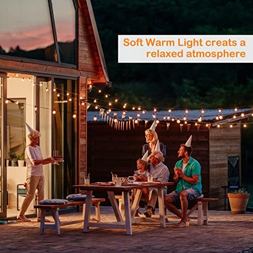 DGE Outdoor LED String Lights 48FT Patio Shatterproof & Waterproof IP65, 18 AWG UL Listed Wire Bright String Light for Patio, Backyard, Gazebo, Porch, Wedding Party - Image 6