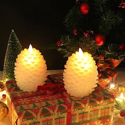 Wondise Pine Cone Flameless Flickering Candles with Remote and Timer - Image 4