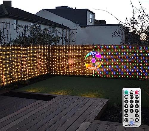 ZAIYW 20Ftx3Ft Curtain Lights Outdoor LED Fence Lights with Remote Timer by ZAIYW