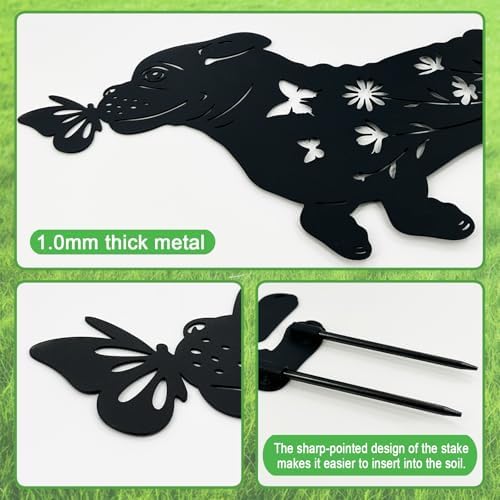 French Bulldog Garden Decor,Metal Black Dog Silhouette Decorative Outside,Yard Art for Outdoor Garden Stakes,Lawn,Pathway,Bulldog Gifts for Dog Lovers - Image 6