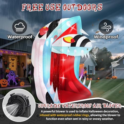 10FT Halloween Inflatable, Kalolary Halloween Outdoor Decor with Open Mouth - Image 5
