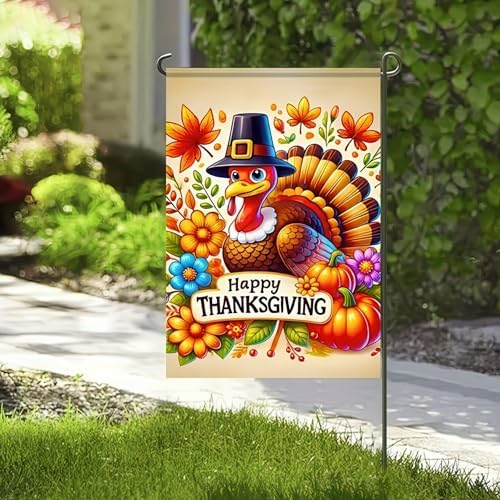 BlissYard Happy Thanksgiving Turkey Garden Flag 12x18 Inch Fall Yard Decor - Image 6