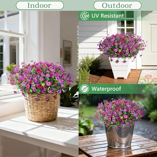 Artificial Flowers for Outdoors Spring Summer Decoration, 12 Bundles Fake Plants UV Resistant Realistic Faux Flower Silk Daisy with Eucalyptus Stem for Patio Planter Porch Yard Window Box Balcony - Image 3