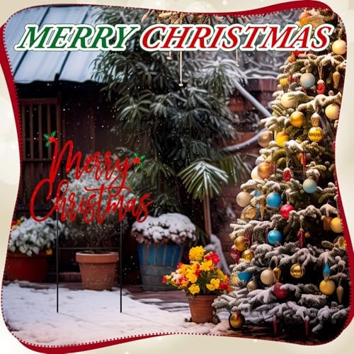 Weysat Merry Christmas Metal Yard Signs 15.75 Inch Xmas Metal Outdoor Decorations with Stakes Waterproof Christmas Decor for Home Garden Patio Lawn Party and Xmas Celebration Supplies - Image 6