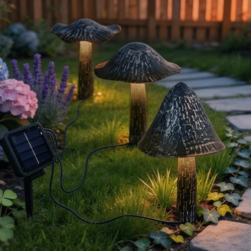 Solar Lights Outdoor Decor, Solar Metal Mushroom Yard Decorations Outdoor - Image 6