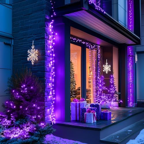 JMEXSUSS 150 LED Purple String Lights, Connectable Halloween Lights Indoor - Image 2