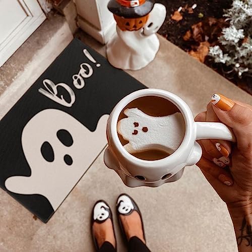 Halloween Door Mat,Halloween Ghost Boo Outdoor Mats for Front Door,Halloween Indoor Entrance Non-Slip Doormat,Halloween Entryway Welcome Rubber Mats for Front Porch Decor 30" x 17" - Image 4