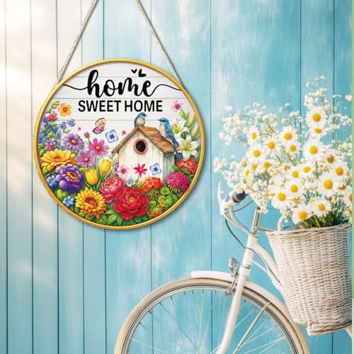 Home Sweet Home Floral Wooden Welcome Door Sign Wall Decor - Image 4