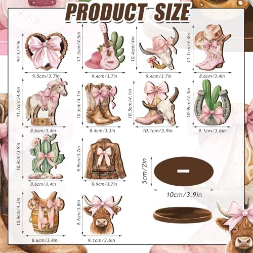 Wesiti 12 Pcs Cowgirl Party Decorations for Table Western Cowgirl Table Decorations Coquette Wooden Bownot Boot Hats Centerpiece Tabletop Decor for Tiered Tray Decor Bachelorette Favor - Image 2