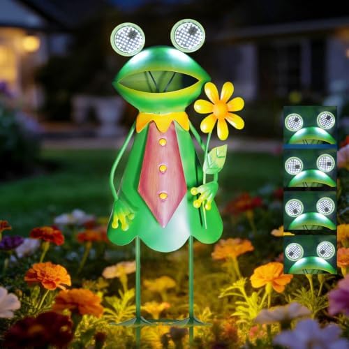 HONGLAND Solar Frog Garden Statue with Blinking LED Eyes Gifts for Women by HONGLAND