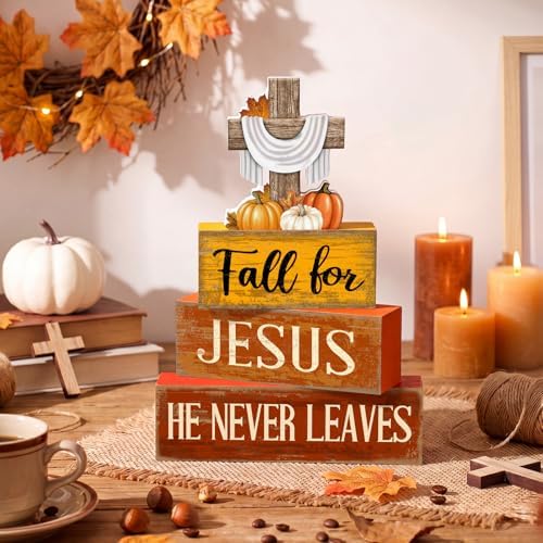 Lineshading 4 Pcs Fall Decoration For Home Fall Religious Wooden Signs - Image 2