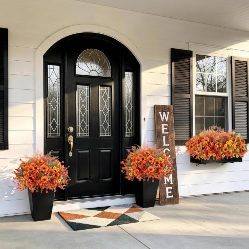 INQCMY Artificial Fall Flowers for Outdoor Porch Decoration,12pcs Fake Mums - Image 4