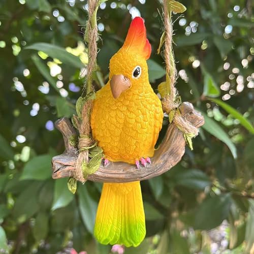 Resin Parrot Hanging Garden Decor Swing Figurine Ornaments - Image 6
