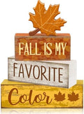 Lineshading 4 Pcs Fall Wooden Block Signs Farmhouse Tabletop Maple Leaf by Lineshading