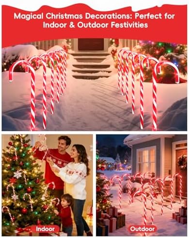 COOLWUFAN 24 Pack 22 Inch Christmas Candy Cane Pathway Lights Outdoor Decor - Image 4