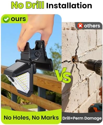 Solar Lights Outdoor Clip on Wall for Patio, Fence & Deck,800LM &3 Modes Clip on Solar Lights with Motion Sensor,No Drill Fence Security Lighting (1 Pack) - Image 2