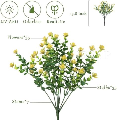 NETAP Outdoor Artificial Flowers UV Resistant, 20 Bundles Fake Realistic Floral Greenery Plants for Outside Porch, Window Boxes, Garden, Yard, Inside Home Table Decor, Yellow - Image 2