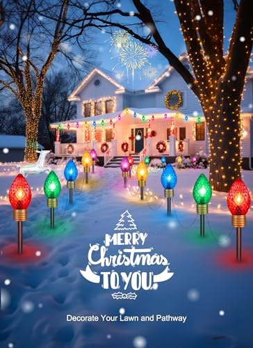 Strawberry Jumbo Lights C9 Christmas Pathway Lights Outdoor - 2 Pack 10.5 Feet 5 Lights C9 Walkway Lights, C7 Lights Covered Jumbo Multicolor Light Bulb Outdoor Decorations for Lawn Garden Outside - Image 5
