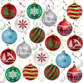 Christmas Hanging Swirl Decorations - 30 Pcs Christmas Ball Hanging Foil Swirl Xmas Tree Snowflake Elk Ceiling Decor for Xmas Holiday Party Supplies by PartyGarden
