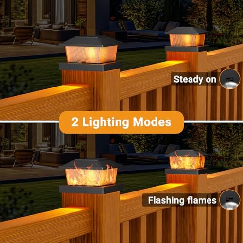 btfarm Solar Post Cap Lights Flickering Flame, Fit 4x4 3.5x3.5 Wooden/Vinyl - Image 2