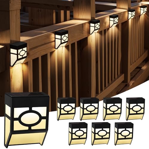 Otdair Solar Deck Lights Outdoor, 2 Modes Decorative Solar Fence Lights with RGB 7 Colors & Warm White, IP65 Waterproof Garden Decor for Yard, Patio, Front Door, Post, Landscape 8 Pack by Otdair