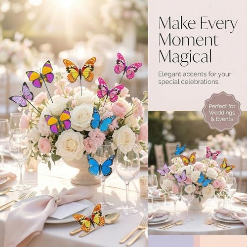 VGOODALL 50PCS Butterfly Garden Decorations, 11.5 Inch Plastic Butterfly - Image 4