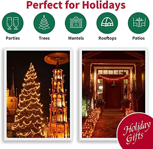LAMPHOME Orange Thanksgiving Mini Lights, 2Pack 63.8Ft 150Count Autumn Fall String Lights,Connectable 120V Plug in for Outdoor Indoor Garden Party Halloween Christmas Xmas Tree Lights Yellow Decor - Image 7