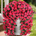 HyeFlora Artificial Fake Hanging Flowers for Spring Outdoor Outside Decoration, 2PCS Faux Silk Hotpink Daisy Plants UV Resistant Look Real Orchid Vines for Indoor Home Balcony Porch Planter by HyeFloraartificialflowers