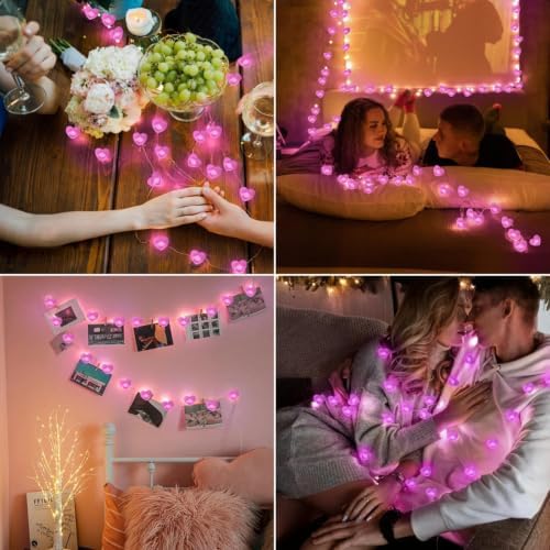 Pink Heart Fairy Lights Battery Operated 10FT 30LED Valentines String Light - Image 4