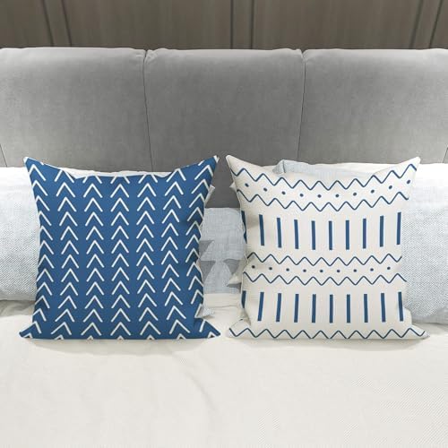 YCOLL Pillow Covers 20x20 Set of 4, Modern Sofa Throw Pillow Cover, Decorative Outdoor Linen Fabric Pillow Case for Couch Bed Car，Light Blue - Image 4