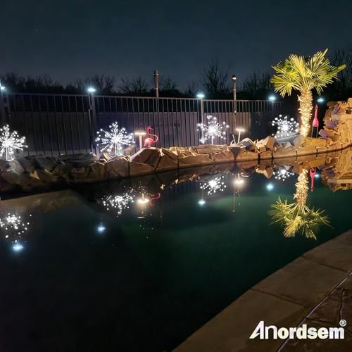 Anordsem Solar Firework Lights Outdoor Garden Sparkler Lights 4 Pack White - Image 7