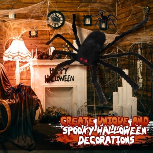 Giant Spider 6.6 Ft + 0.98 Ft*2, Halloween Decorations 78" Fake Halloween Decor Spiders Large, Furry Spiders for Outdoor Indoor Yard Home Costumes Party House Décor, 3 Packs - Image 5