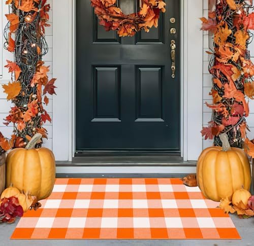 Fall Layered Doormat 27.5"x43.3",Orange and White Halloween Outdoor Rug - Image 6