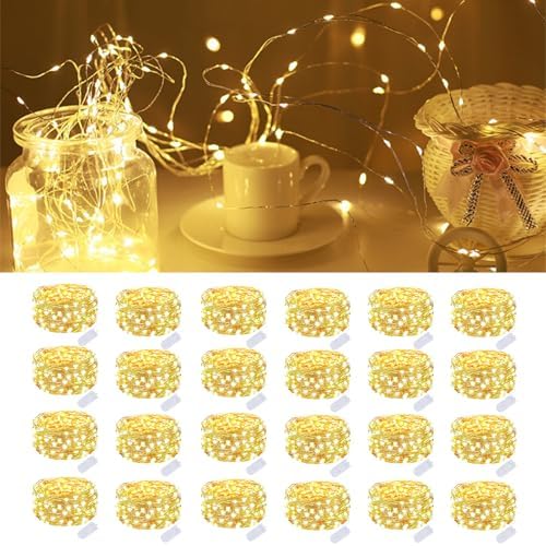 24 Pack Fairy Lights Battery Operated 7FT 20 LED String Lights Warm White by EXF