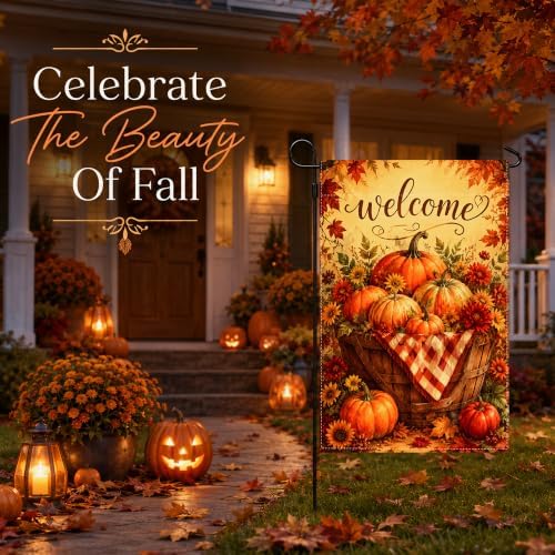 Fall Decor - Fall Welcome Thanksgiving Pumpkin Garden Flag - Image 5