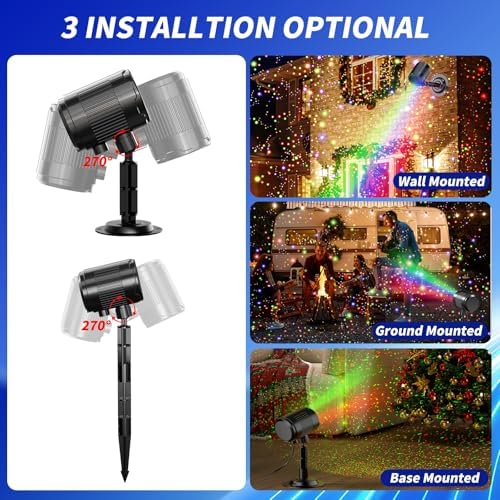 Christmas Laser Projector Light Outdoor: RGB 3 Colors Firefly Moving Laser Lights, IP65 Waterproof Star Projector Lights Show Decor for Garden Yard Holiday Party, Christmas Halloween New Year Gift - Image 6