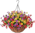 Ammyoo Artificial Mums Fake Flowers Basket for Outdoor Decor by Ammyoo