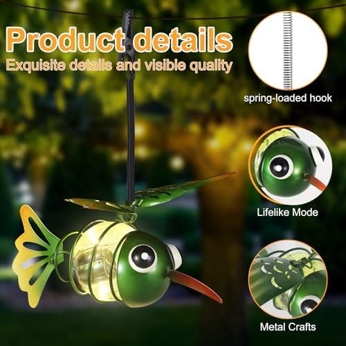 2 Pack Hummingbird Solar Hanging Lantern Outdoor Garden Decor - Image 6