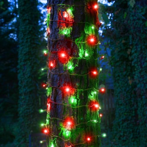 Dazzle Bright Red and Green Christmas String Lights, 300 LED 100 FT Connectable Waterproof String Lights Green Wire with 8 Modes, Xmas Vintage Decorations for Indoor Outdoor Party Yard Garden Decor - Image 4