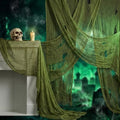300"x 85" Dark Green Halloween Creepy Cloth, Fine Mesh Creepy Gauze Fabric by Watayo