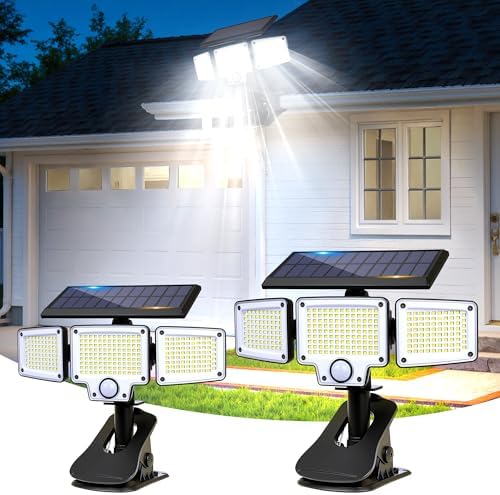 Clip on Solar Lights Outdoor, 3000LM Flood Lights with Motion Sensor,USB-C by LUHLEE